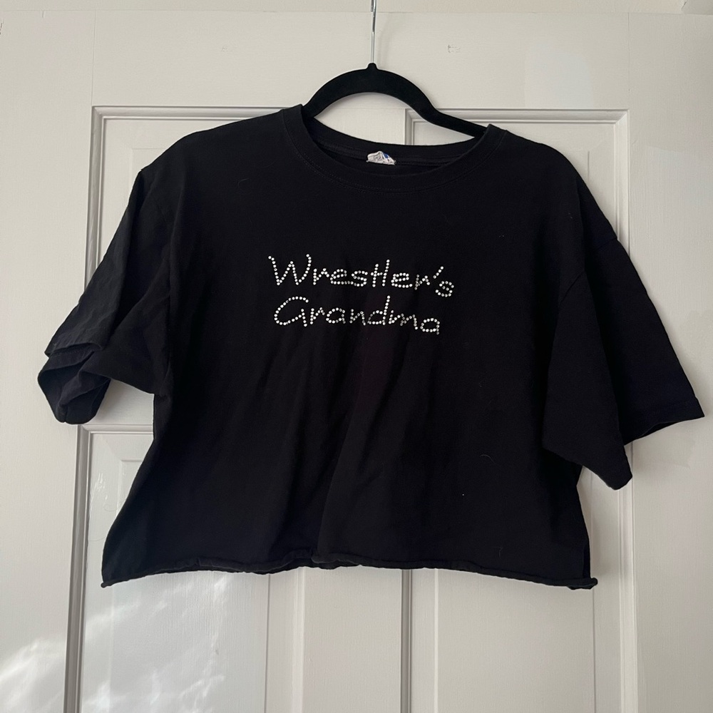 Bedazzled wrestlers grandma crop top